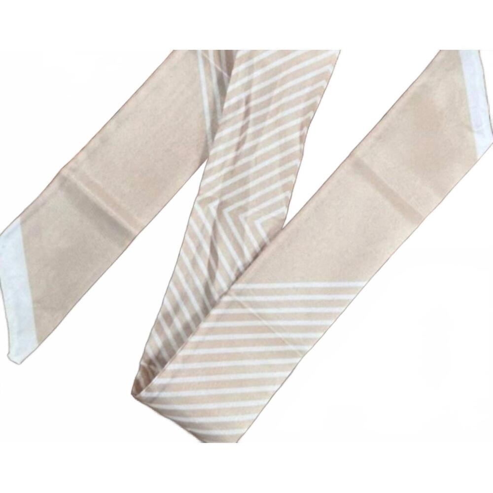 NEW RODEO DRIVE CONCHOS women's striped skinny wild rag scarf in tan and cream